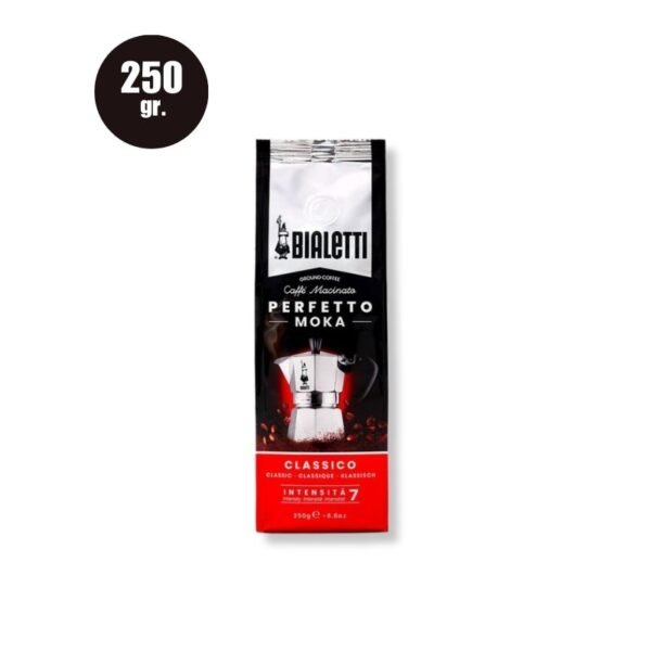 Imagine cu Cafea Măcinată Bialetti Perfetto Moka Classico 250g, blend 50% Arabica și 50% Robusta