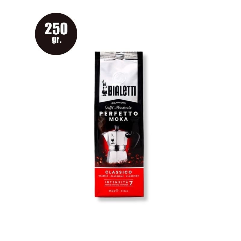 Imagine cu Cafea Măcinată Bialetti Perfetto Moka Classico 250g, blend 50% Arabica și 50% Robusta