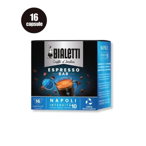 Imaginea produsului 16 Capsule Bialetti Espresso Napoli, cafea intensă și prăjită în stil napolitan.