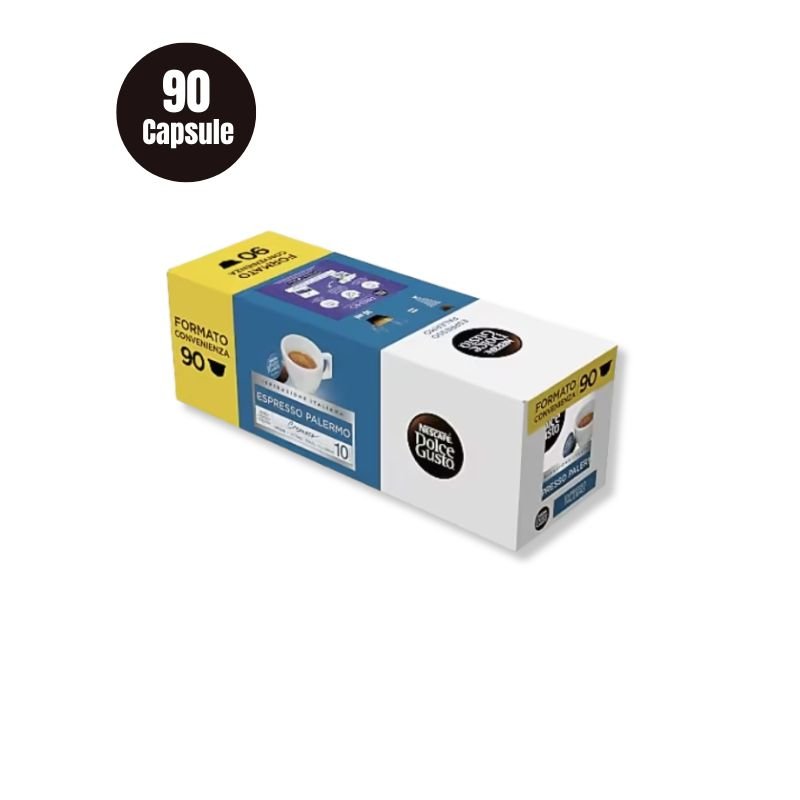 Cutie cu 90 Capsule Nescafe Dolce Gusto Espresso Palermo Cremoso, cafea espresso intensă.