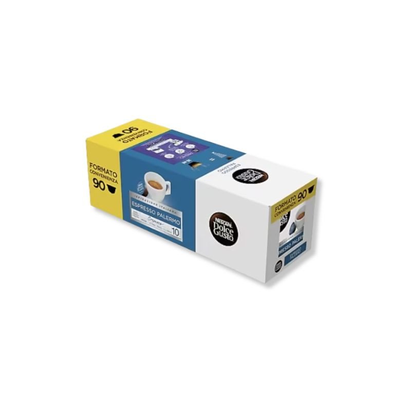 Cutie cu 90 Capsule Nescafe Dolce Gusto Espresso Palermo Cremoso, cafea espresso intensă.