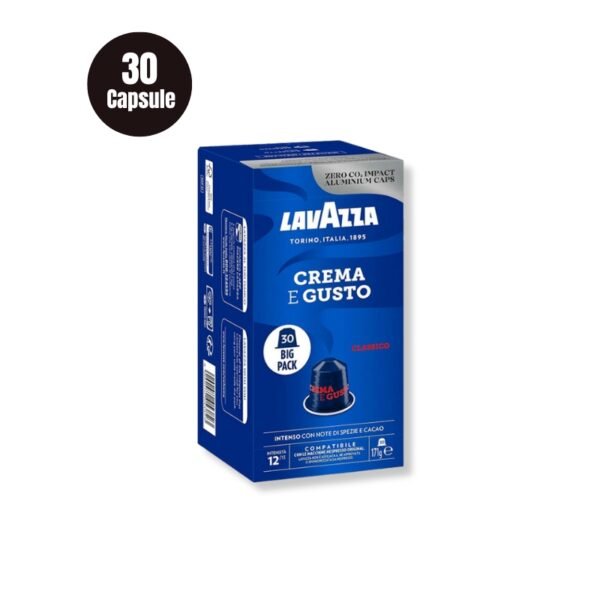 Ambalajul roșu al setului de 30 Capsule Aluminiu Lavazza Crema e Gusto – Compatibile Nespresso.