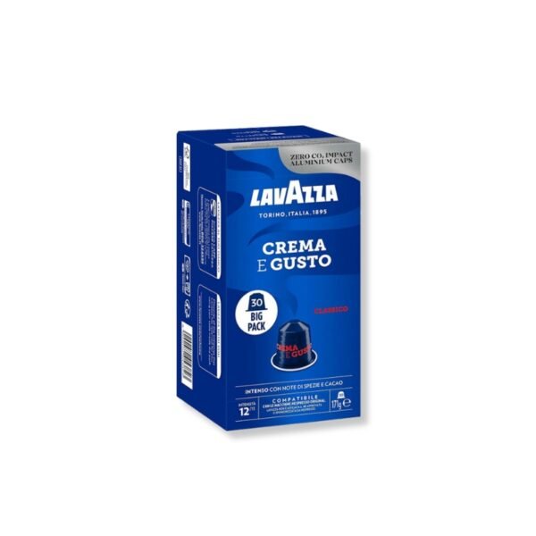 Ambalajul roșu al setului de 30 Capsule Aluminiu Lavazza Crema e Gusto – Compatibile Nespresso.