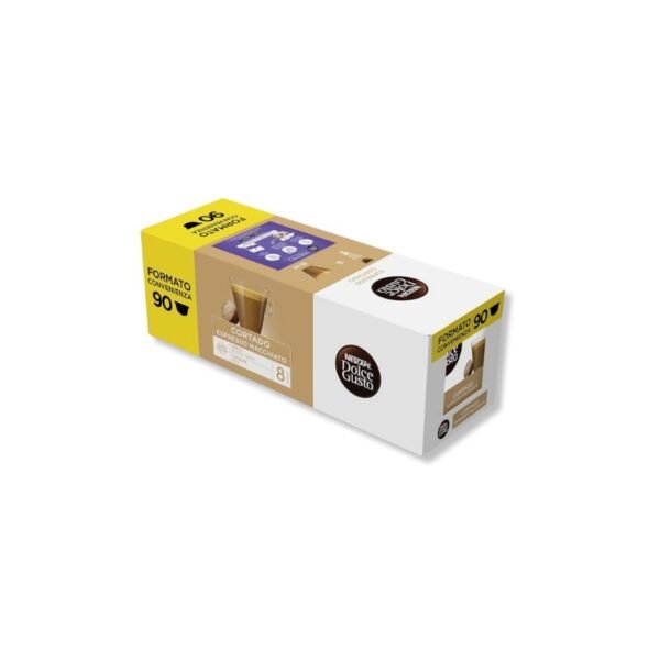 Pachet format din 90 Capsule Nescafe Dolce Gusto Cortado, o specialitate de cafea spaniolă.